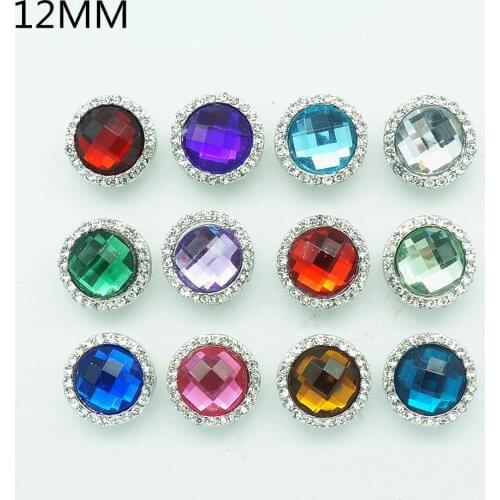 Hot sale 12pcs mixed beauty birthday stone crystal 12MM rhinestone snap buttons fit DIY 12mm snap jewelry KZ9010