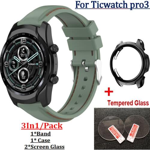 Smart Bracelet Band for Ticwatch pro3 Watch Screen Glass Film Protective Case Cover Plating TPU Frame for Ticwatch pro 3 Strap