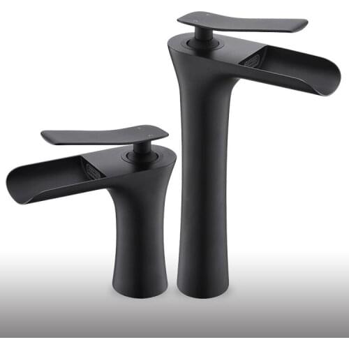 Luxury Waterfall Brass Bathroom sink faucet Sinlge handle Single hole Basin mixer faucet High Quality Cold hot water faucet