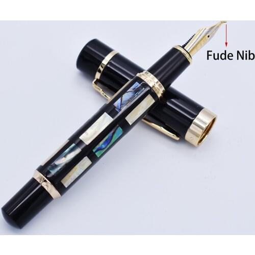 Jinhao Calligraphy Fountain Pen Bent Nib Bright Pearl Green Sea Shell, Fude Big Size Writing Gift Pen for Office School