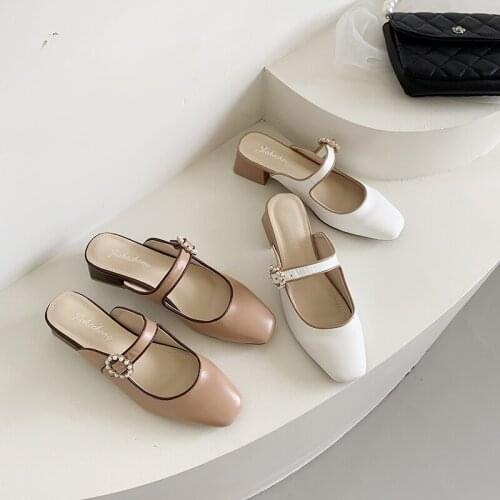 Womens Sandals Womens Muller Slippers Comfortable and Convenient Womens Shoes Square Heel Sandals Womens Shoes