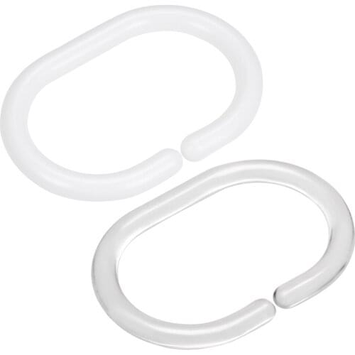 Uxcell 36Pcs Shower Curtain Rings Plastic Hooks to Bathroom Drape Rod Transparent Tub Changing Room Bedroom Bathroom Office