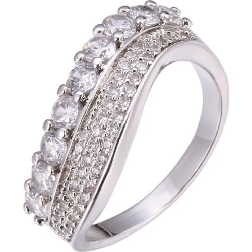Women Rings Single Row Zircon Geometric Silver Plated Rings Stylish Simple Banquet Engagement Rings Designed For Women Send Girl