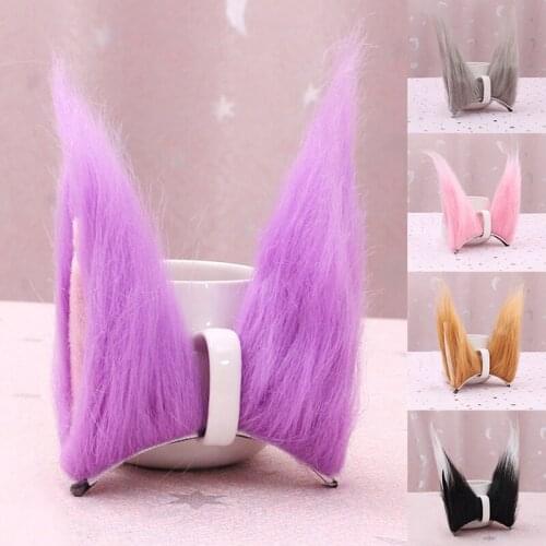 1Pair Cute Fox Cat Wolf Ears Long Fluffy Plush Hair Clips Anime Cosplay Costume Hair Clip Multicolor Cartoon Christmas Party