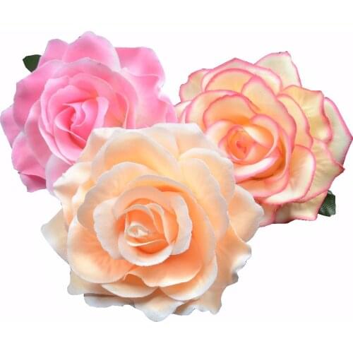 10pcs 10 cm Large Artificial Rose Silk Flower Heads For Wedding Home Decoration DIY Wreath Scrapbooking Craft Fake Flowers Wall