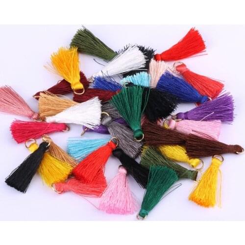 100PCS 3cm polyester hanging ring tassel DIY Pendant Jewelry Curtain Garments Decorative Accessories Key Chain Handbag Pendants
