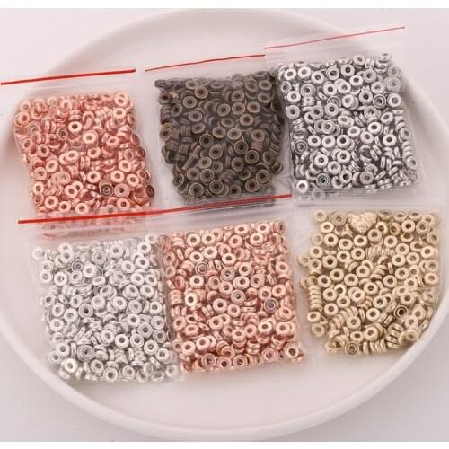 200pcs 2x6mm Spacer Beads ABS Plastic Loose Bead Gold Silver Bronze Crimp End Beads for DIY Jewelry Making Findings Accessories