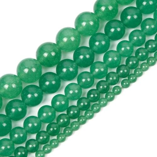 4-12mm Natural Stone Beads Round Smooth Green Dongling Stone Loose Bead For Jewelry Making DIY Charm Bracelet Necklace Handmade
