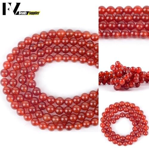 4-12mm Natural Red Agates Loose Spacer Round Carnelian Stone Beads For Jewelry Making DIY Bracelets Necklace Needlework 15"