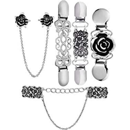 5 Pieces Sweater Shawl Clips Set Retro Cardigan Collar Clips Antique Flowers Dresses Shawl Clip For Women Girls drop shipping