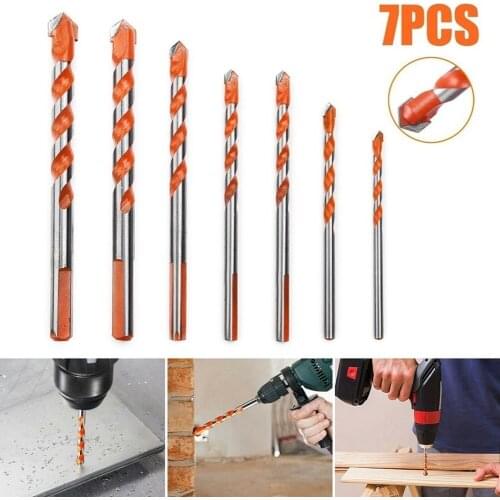 7pcs/Set Multifunctional Alloy Tile Drill Bit Ceramic Glass Punching Hole Working For Drywall Brick Tiles Wood 4/5/6/6/8/10/12mm