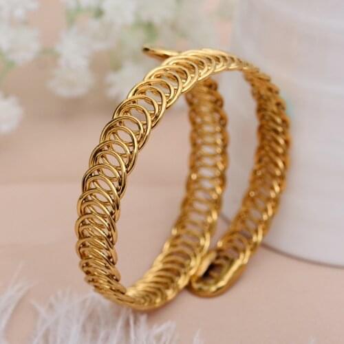 Annayoyo (One Piece) Wholesale Fashion Dubai Bangle Jewelry Gold Color Ethiopian Bracelet for Women African Arab Items