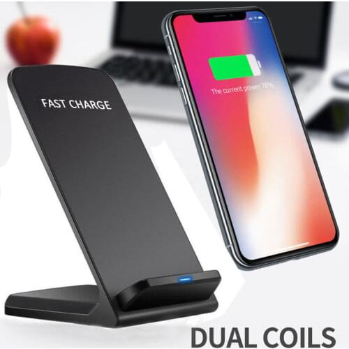 QI Wireless Charger Quick Charge 2.0 Fast Charging for iPhone 8 10 X XS MAX XR Samsung S6 S7 S8 2-Coils Stand 5V/2A & 9V/1.67A