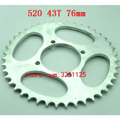 Big sprocket steel gear 520 43T tooth 76mm /222mm rear chain sprockets chain dise for ATV Quad Motorcycle