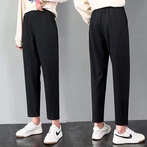 New Large Size Summer Fat Female Clothes Pencil Pants Girls Casual Slim Pants Women Long Pants High Rise Loose Cool Trousers