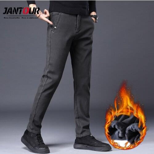 Winter Mens Pants Fleece Warm Sweatpants Plus Thick High Quality Cotton Trousers For Men Casual Male Long Pants 3 Colors 28-38