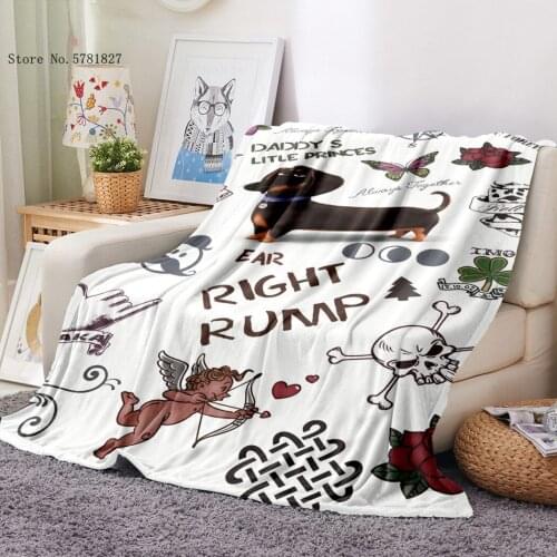 Pet Dog Flannel Blanket 3D Print Dachshund Husky Fleece Blanket For Children Teen Throw Blanket Nap Office For Bedroom Blanket