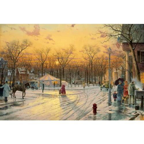 Town Square Thomas Kinkade HD Canvas Print Living Room Bedroom Wall Pictures Art Painting Home Decoration No Frame
