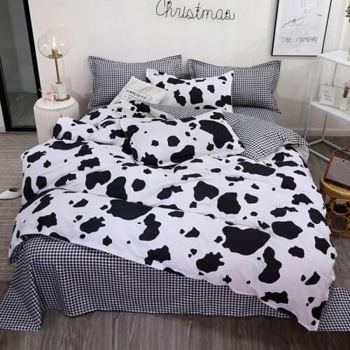 60 Bed linen Bedding Set Black Cow Curve Duvet Cover Flat Sheet Pillowcase Quilt Cover Full Queen King Size 3/4pcs Bedclothes