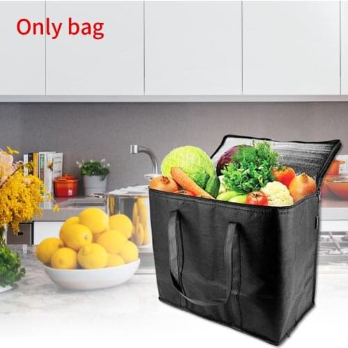 2pcs Reinforced Bottom Foldable Reusable With Handle Non-woven Insulated Grocery Bags Free Standing Washable Large Capacity