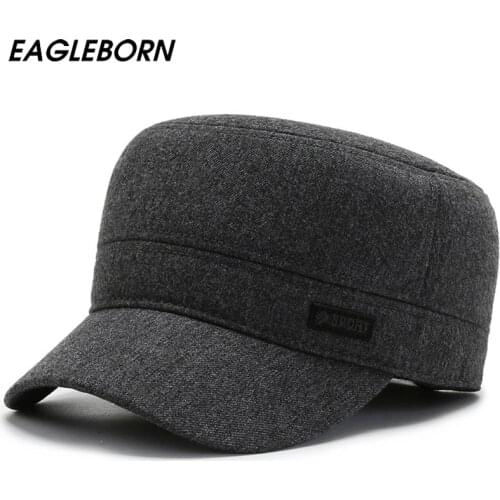Men Winter Military Cap Winter Cotton Cap Plus Velvet Thick Warm Dad Hat Military Cap Ear Protection High Quality Hat for Men