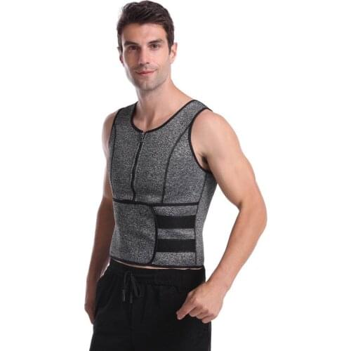 Men Gym Slimming Workout Corset Waist Trainer Sweat Sauna Zipper Loss Weight Shaping Vest Adjustable Belt Sports Fitness Yoga