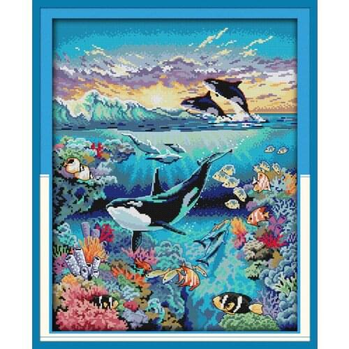 Everlasting Love Christmas Underwater World Chinese Cross Stitch Kits Ecological Cotton 14CT And 11CT New Store Sales Promotion