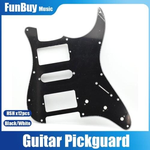 12pcs HSH Electric Guitar Pickguard PVC Pick Guard Scratch for ST Guitar Replacement Black White 3 Ply Guitar Accessories
