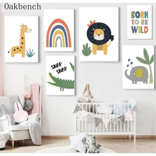 Nursery Wall Art Prints Modern Art Paintings Woodland Animal Canvas Posters Cartoons Wall Pictures Baby Kids Room Decoration