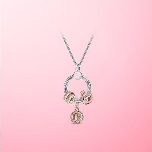 New 100% 925 Sterling Silver Charm Hand-painted rose gold heart red lip ball pendant o Pan necklace for girlfriend