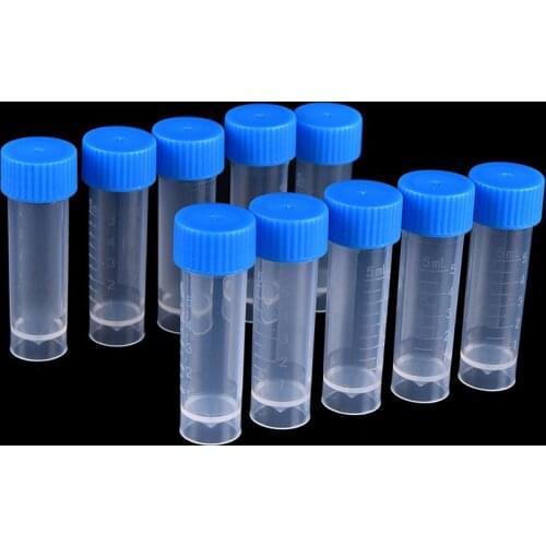 10 Pcs 5ml Laboratory Chemistry Plastic Test Tubes Vials Seal Caps Pack Container For Office School Chemistry Supplies Bottles