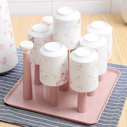 Plastic Frame Cup Rack Hanging Shelf Drain Cup Shelf Household Creative Teachable Cup Holder Mugs Holder Glass Coffee Mug Holder