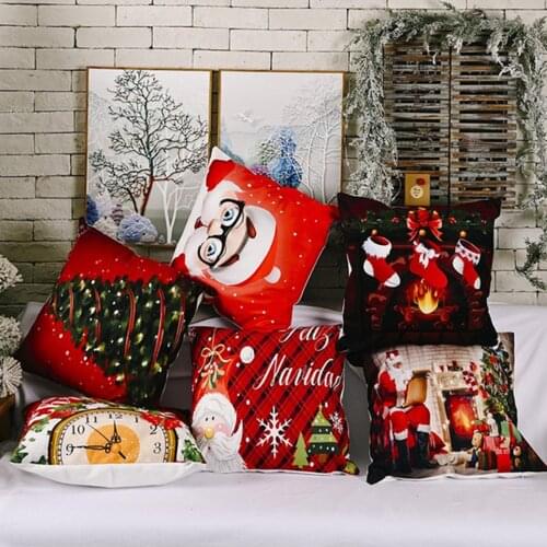 Christmas Bell Socks Santa Printed Pillow Case Bed Sofa Supplies Cushion Cover