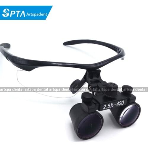 2.5X Anti-fog Dental Loupes for Medical Galileo Magnifier with Surgical Magnifying Glasses black frame +black loupes