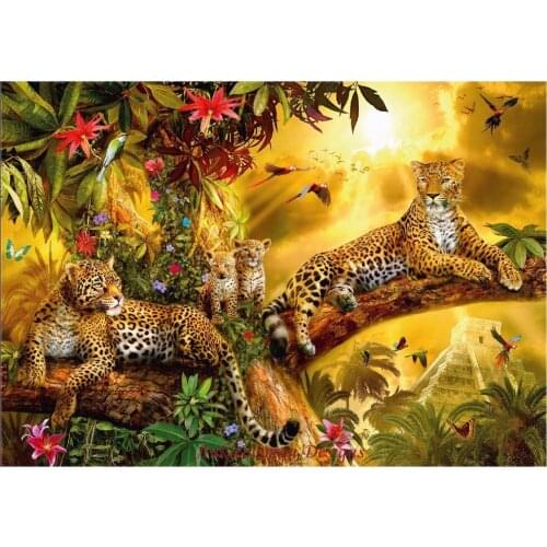 Needlework for embroidery DIY French DMC High Quality - Counted Cross Stitch Kits 14 ct Oil painting - Golden Leopard