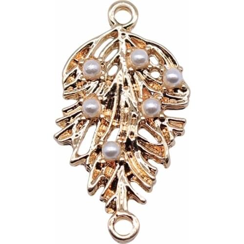 WYSIWYG 10pcs 25x13mm KC Gold Color Leaves Connector Charms Pendant For Jewelry Making Earring Making Accessories