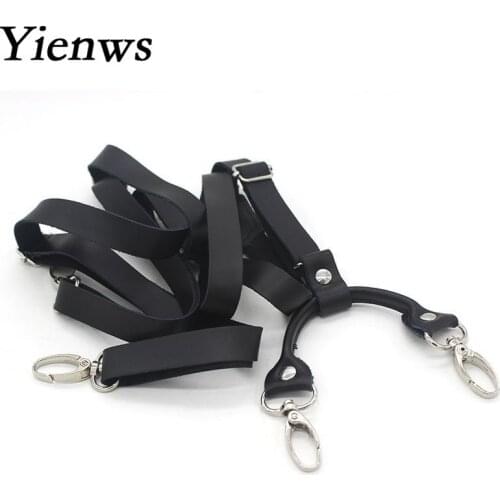Yienws Mens Braces for Trousers Black Leather Suspenders Man for Pants Retro Hook Suspenders Suspensorio Adulto Tirantes YiA140