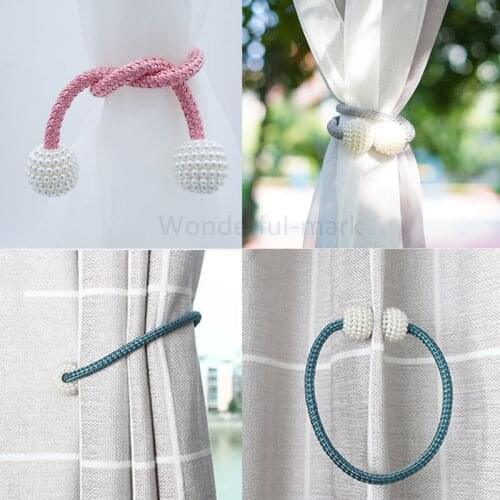 2Pcs Pearl Magnetic Curtain Clip Curtain Holders Buckle Clips Tieback Hanging Ball Buckle Tie Back Accessories Home Decoration