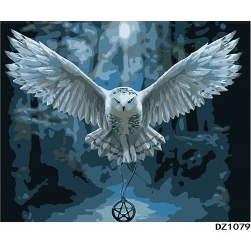 Painting By Numbers DIY Dropshipping 40x50 60x75cm white owl Animal Canvas Wedding Decoration Art picture Gift