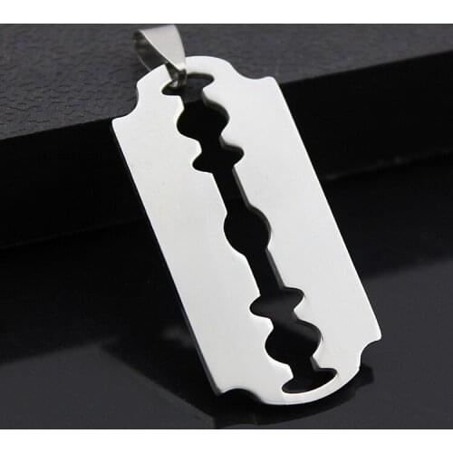 10pcs Stainless Steel Razor Blades Pendant Necklaces Men Steel Male Shaver Shape Necklace geometric Wife gift love Jewelry