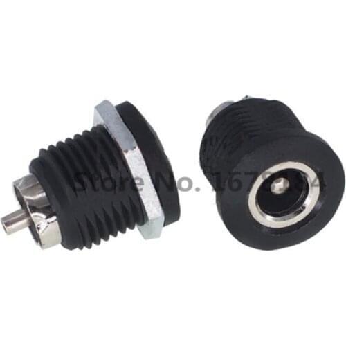 100pcs DC-022D 5.5*2.1mm / 5.5x2.5mm DC Power Plug Socket Connector With Nut Panel Mounting Jack Adaptor DC-022