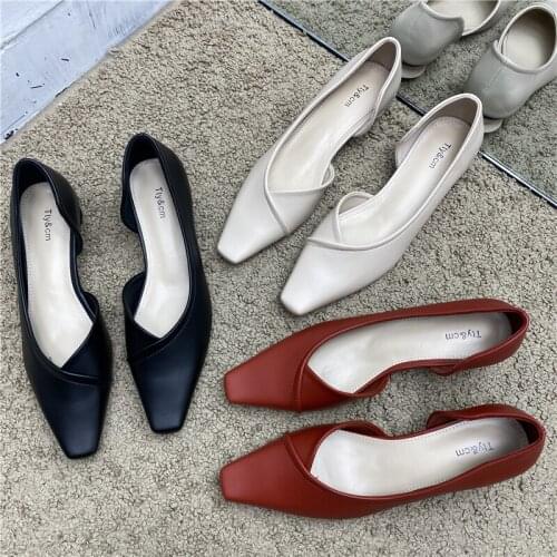 2021 Summer Hollow Low Heel Womens Shoes Shallow Mouth Single Shoes Women Mid Heels Sandal OL work Office Lady Dress Shoes