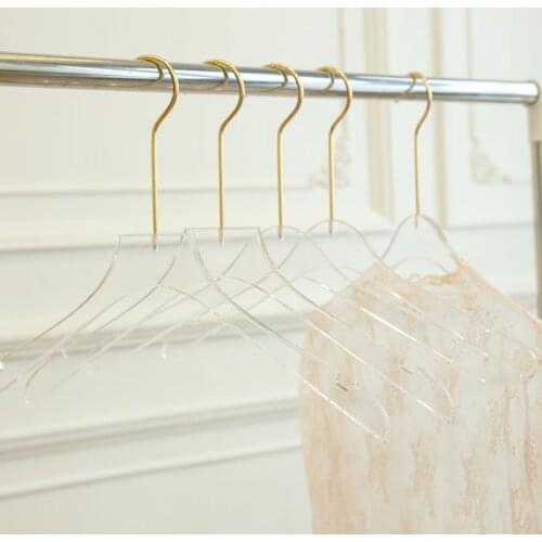 5 pcs/lot High-grade Transparent Acrylic Clothes Hangers Household Hotel Plastic Pants Rack Plastic Crystal Coat Hanger