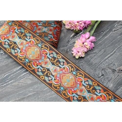 5 yards/lot Woven Jacquard Ribbon 8.8cm Geometric Totem