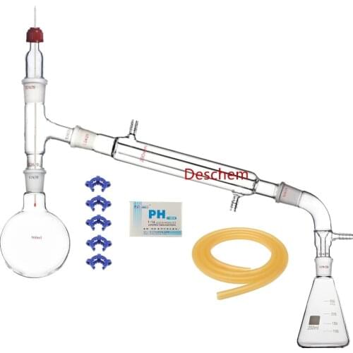 500ml Glass Distillation Apparatus With 250ml 24/29 Erlenmeyer Flask Lab Kit Device