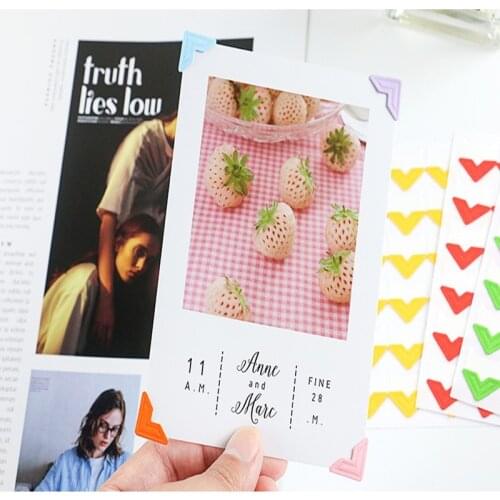7 Colors Solid Color DIY Vintage Corner Kraft Paper Stickers For Photo Albums Frame Decoration Scrapbooking