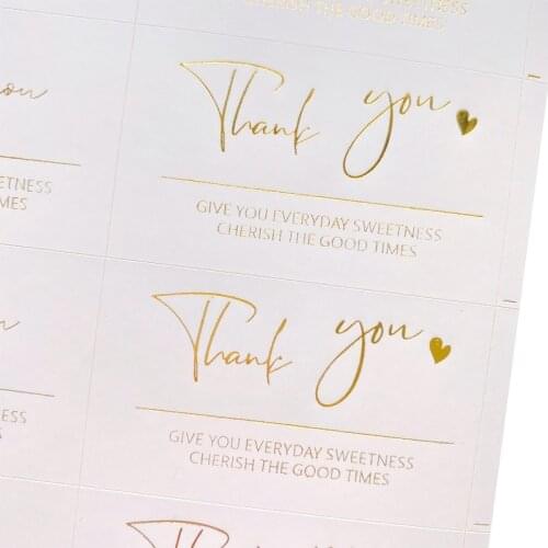 800pcs/lot Wholesale bronzing stickers golden retro sealing stickers thank you square white label decorative stickers DIY