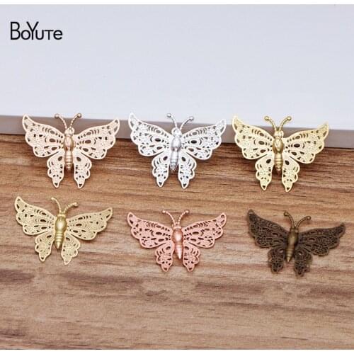 BoYuTe (20 Pieces/Lot) Metal Brass Corrosion Sheet 35*26MM Butterfly Pendant Diy Hand Made Jewelry Accessories Wholesale