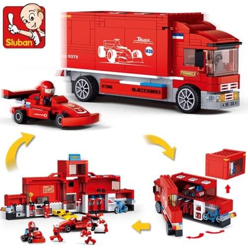 City F1 Formula Racing Car Transport Truck Car Model Bricks Building Blocks Sets Brinquedos Educational Toys for Children