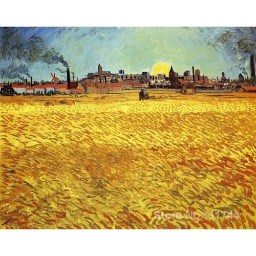 Art Oil paintings Sunset at Wheat Field Vincent Van Gogh reproduction Handmade High quality